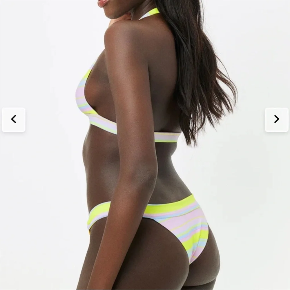Frankie's Bikinis Striped Bikini Top -Summer Stripe Eden Style Medium Beach